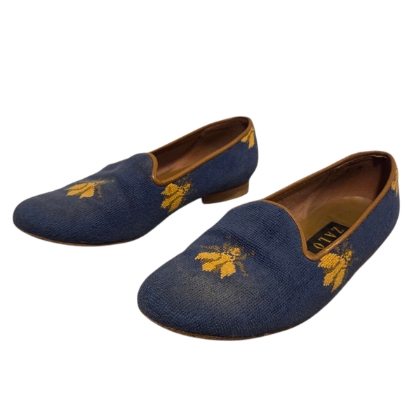 Zalo Vintage Needlepoint Tapestry Embroidered Slip On Loafer Mules Flats Size 9 - Picture 4 of 8